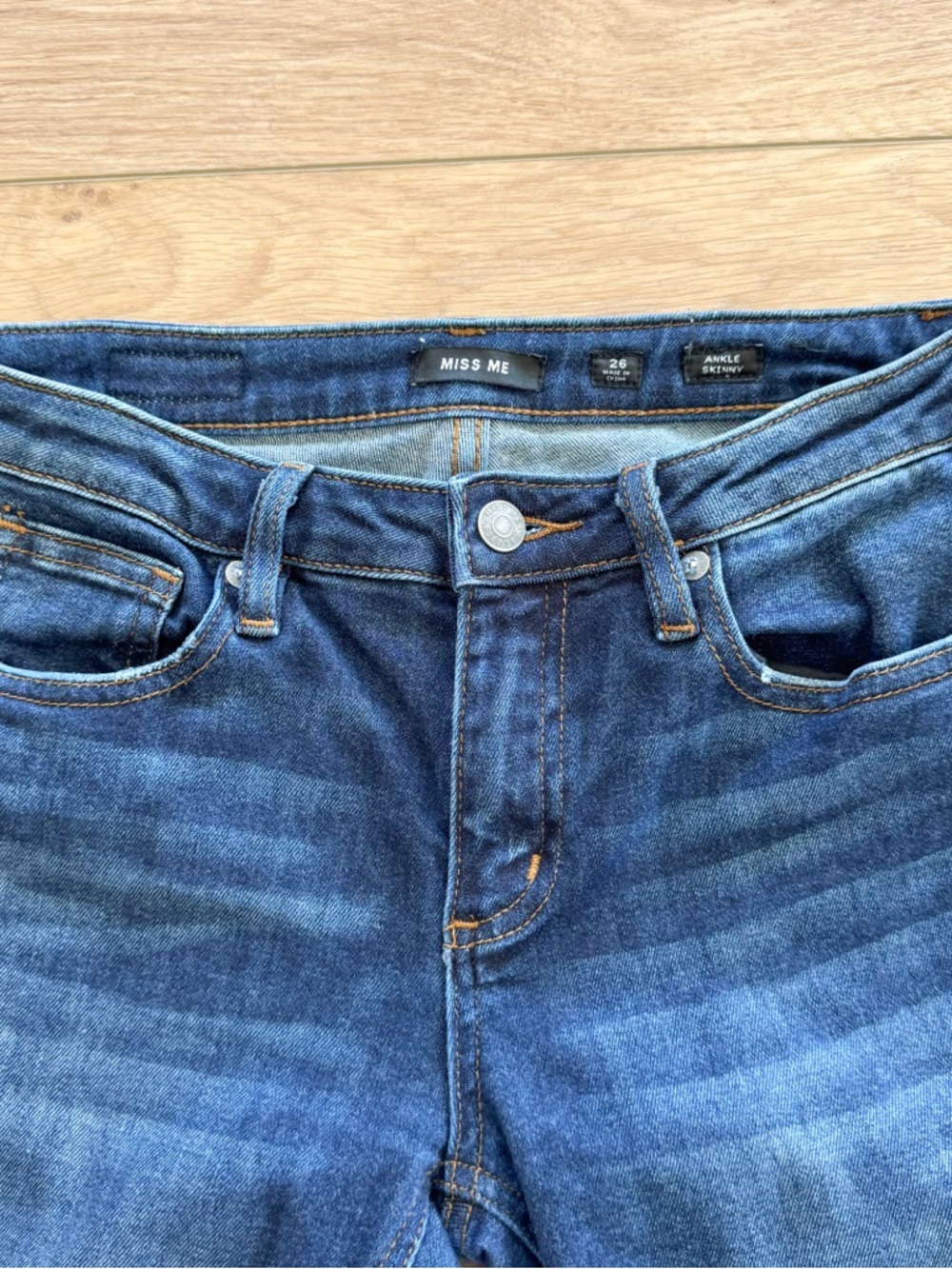 Miss Me Dark Wash Ankle Skinny with Frayed Hem - Picture 4 of 4